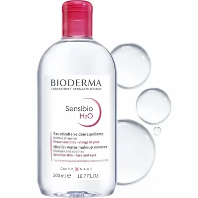 محلول میسلار پاک کننده آرایش صورت و چشم Sensibio H2O بایودرما 500 میل