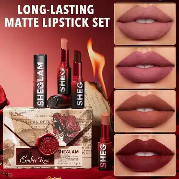 پک رژ لب جامد مات شیگلم Sheglam مدل Ember Rose Set