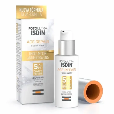 ضد آفتاب ضد چروک بی رنگ ایزدین مدل ایج ریپیر SPF 50