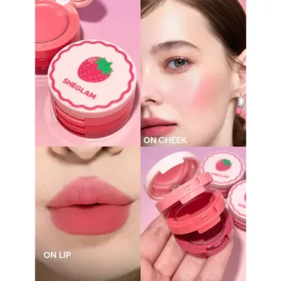 رژلب و رژگونه سه طبقه توت فرنگی شیگلم